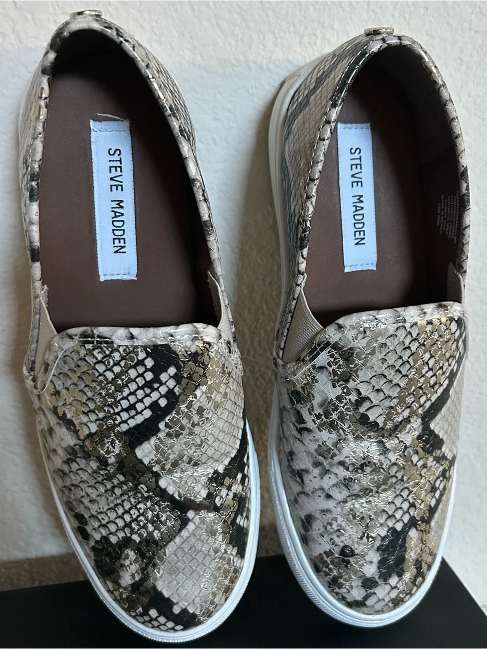 Steve Madden Slip-On Women's Sneakers in Snake Print - Metallic Neutral